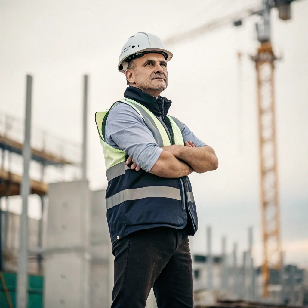 Michael T. in a construction helmet